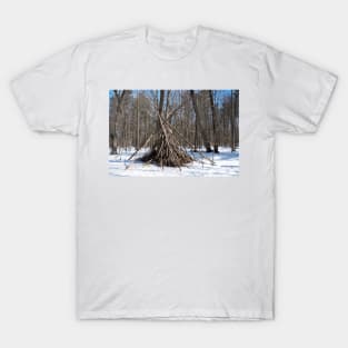 Wooden teepee in the woods T-Shirt